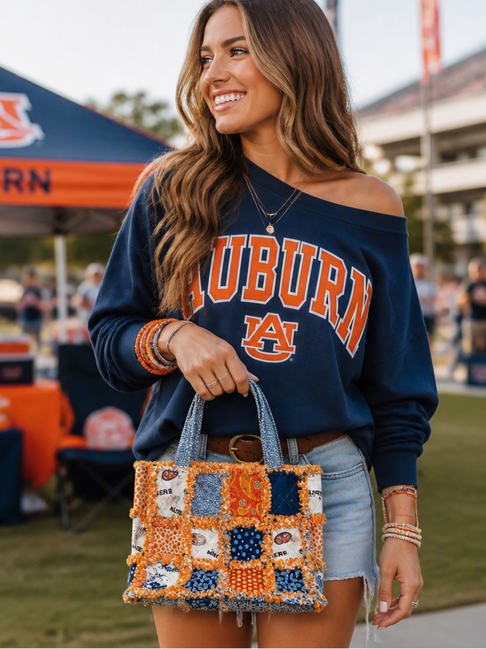 Auburn Patchwork Tote - Vibrant, One-of-a-Kind Game Day Style